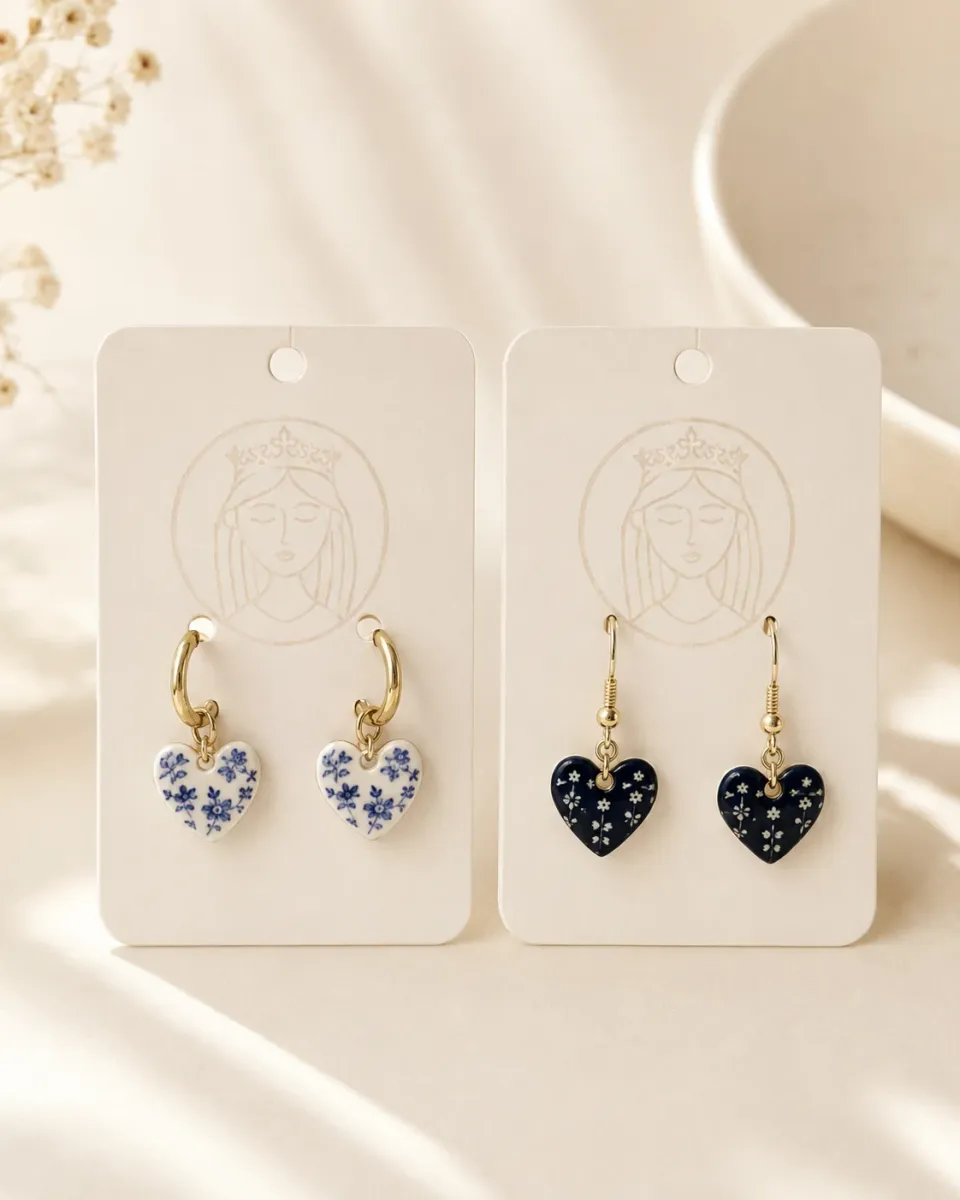 Painted Heart Charm Earrings