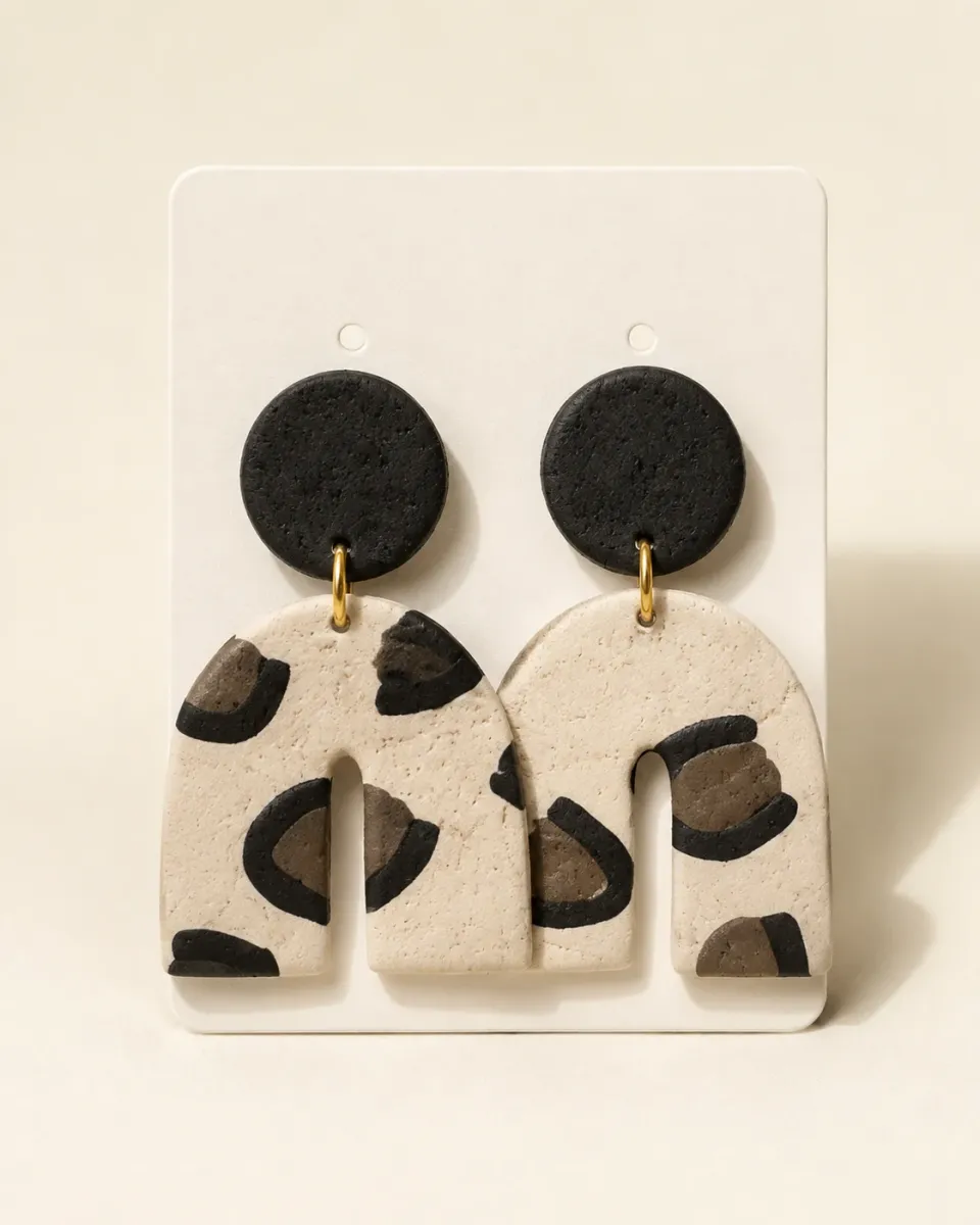 Leopard Half-Moon Earrings