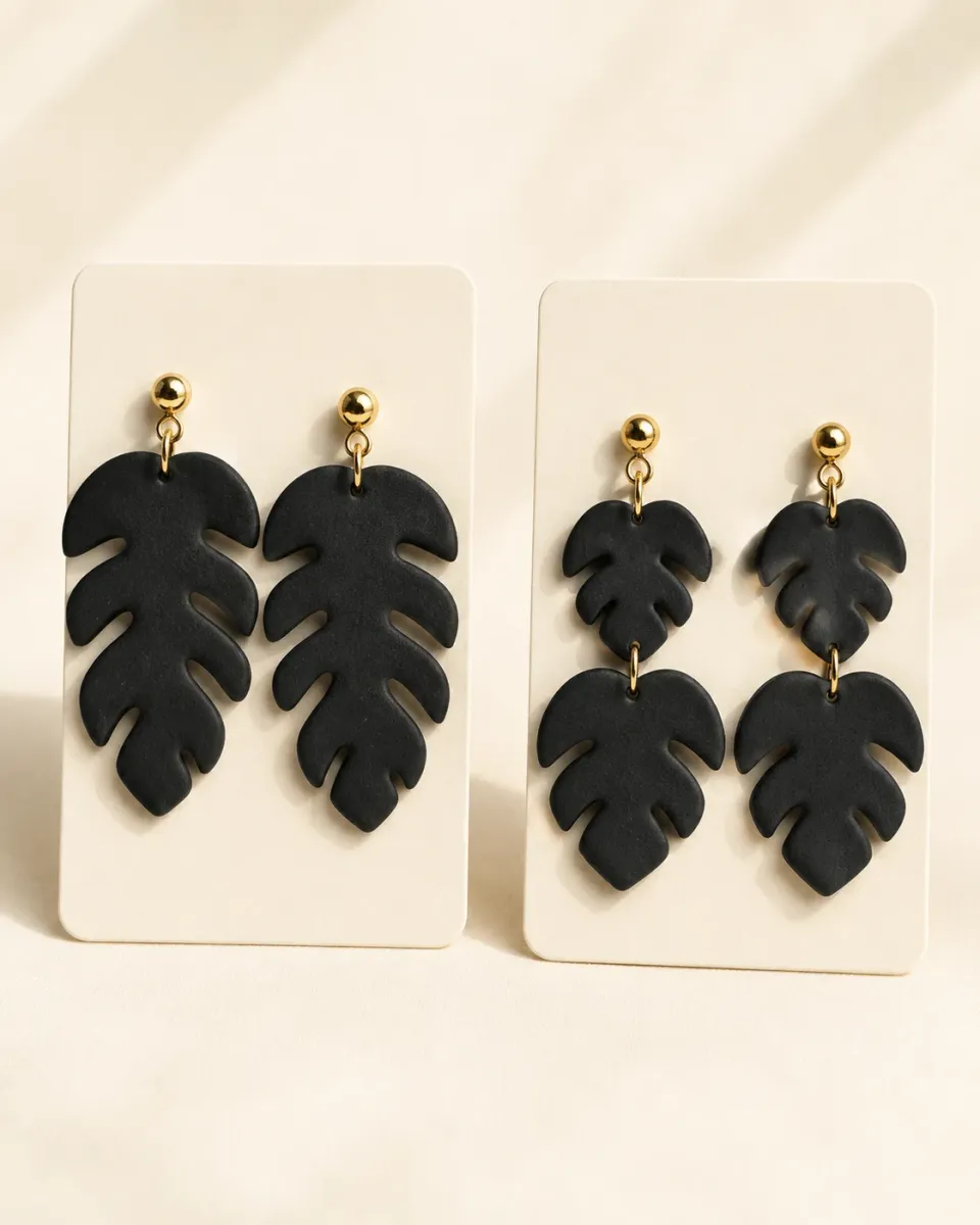 Midnight Monstera Earrings