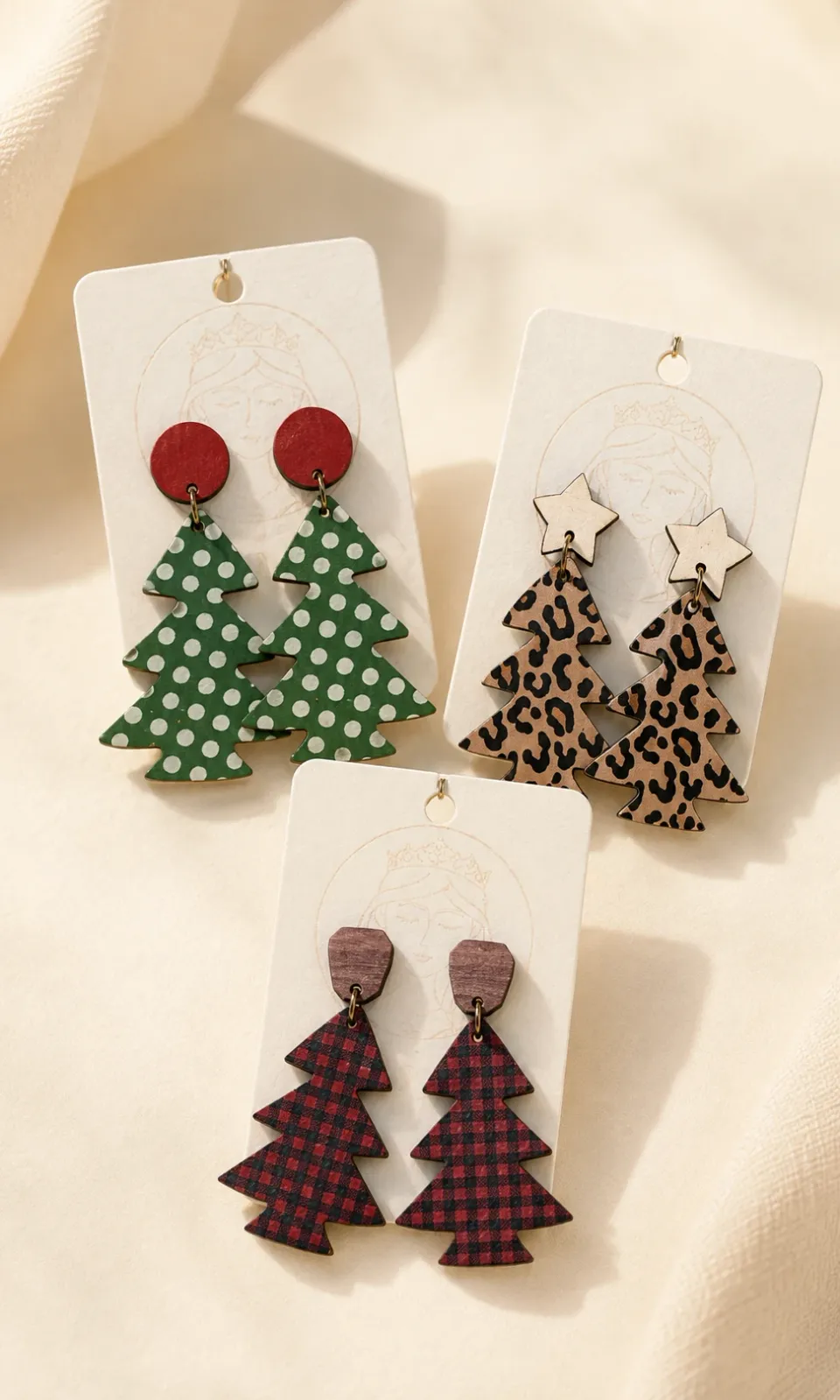 Evergreen Party Earrings — Green polka dot — View image 1