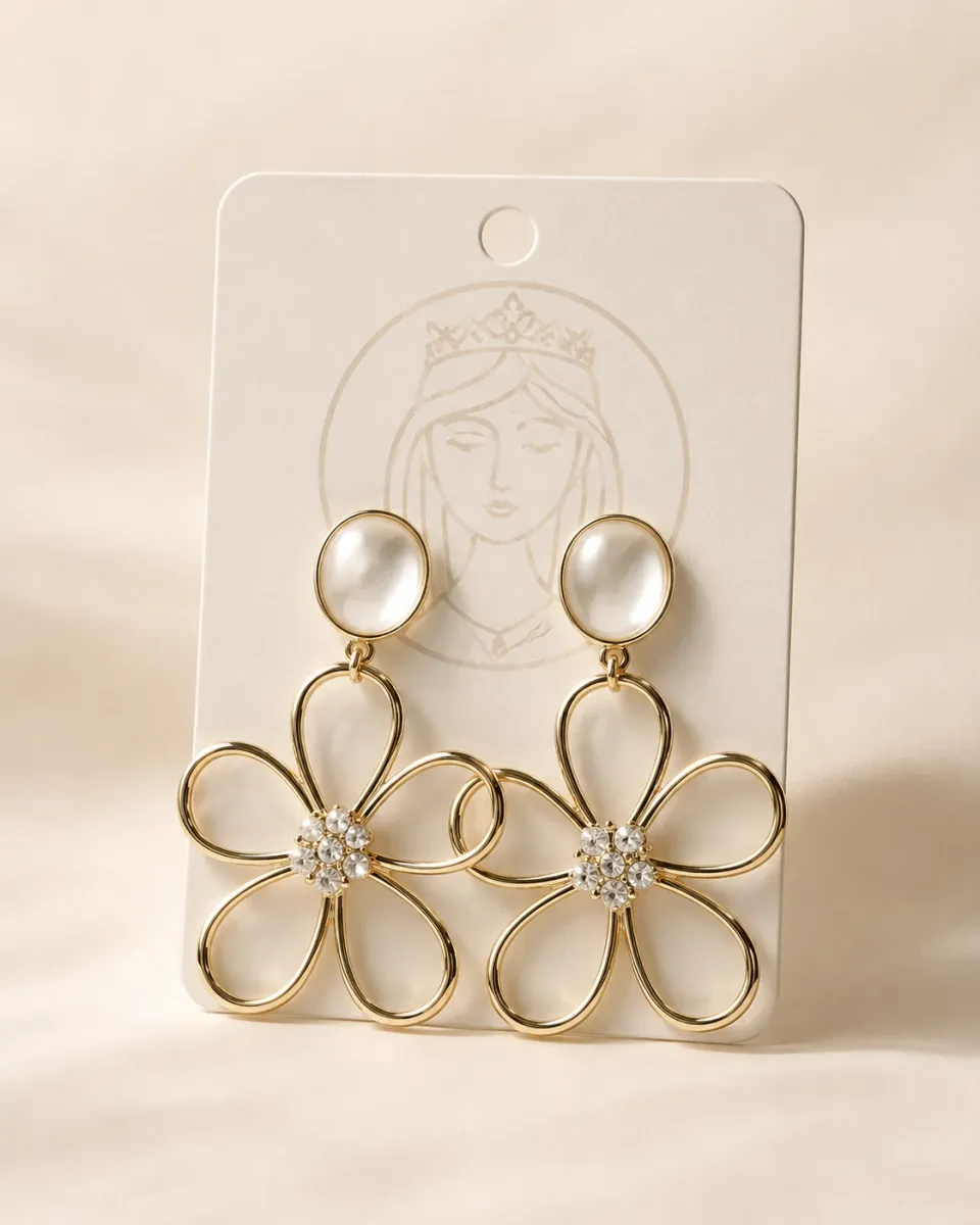 Golden Outline Flower Earrings